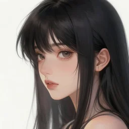 dark hair, art by waifulabs