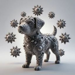 symmetrical mandelbulb in the shape of a dog, 3 d fractal, award winning, trending, designed by alex grey