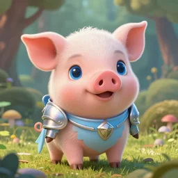 very cute and adorable little piggy knight, big beautiful blue eyes, piglet, fantasy forest, pale blue outfit, pretty, semi realistic, hyper detailed, 8k, DeviantArt, Instagram, Behance, Artstation, trending on artstation, Pixiv, Pixiv daily ranking, art of silverfox, Yee Chong Silverfox, Sydney Hanson, Mickael Lelièvre, Jaeyeon Nam, Sofya Emelenko, Elina Karimova