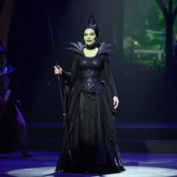 Taylor Swift as Elphaba in wicked on Broadway, photo realism, stage lighting