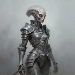 by Tom Bagshaw, ultra realist soft painting of giger universe of curiosities, single female Xeno mutation in gothic armor, partial symmetry accurate features, very intricate details, focus, curvy, award winning, ultra dense fog