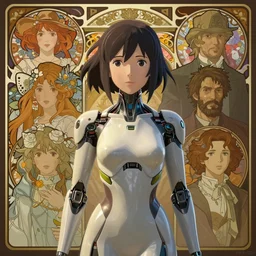 portrait of android girl, highly detailed vfx portrait, unreal engine, greg rutkowski, loish, rhads, caspar david friedrich, makoto shinkai and lois van baarle, ilya kuvshinov, rossdraws, elegent, tom bagshaw, alphonse mucha, global illumination, detailed and intricate environment