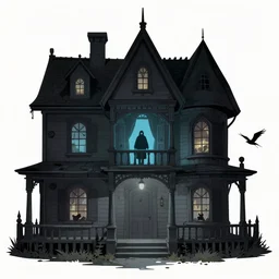 a poltergeist inside a creepy house, fantasy art