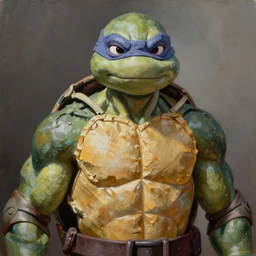 “the ultimate gigachad, incredibly muscular Ninja Turtle Michelangelo, Michelangelo with chiseled jawline, trending on /r/moreplatesmoredates, oil on canvas artstation by J. C. Leyendecker and Edmund Blair Leighton and Charlie Bowater octane render”
