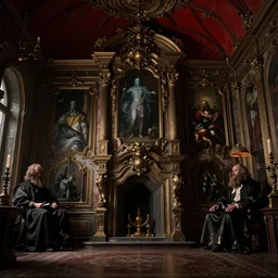 home of the ancient ghost of american with terrific interiors and red roof. everything is under cloak of shadows. realistic genre, heavy atmosphere, neoclassic, baroque painting, beautiful detailed intricate insanely detailed octane render trending on artstation, 8 k artistic photography, photorealistic, volumetric cinematic light, chiaroscuro, raphael, caravaggio, beksinski, giger, rembrandt