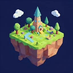 dream a floating island isometric art, low poly art, game art, artstation, 3D render, cgsociety