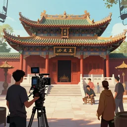photo chinese temple, make a film, camera, actors, daviya : 5 4 k rtx hdr volume light concept studio matte painting environement digital illustration fanart artstation by eytan zana and balazs agoston, jad saber, aaron limonick, pablo dominguez and florent lebrun and robby johnson