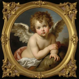 baroque rococo painting of a cherub portrait greg hildebrandt high detail