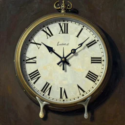 a melting Roman numeral clock in the style of the painting the persistence of memory by Salvador Dali, dynamic lighting, photorealistic fantasy concept art, trending on art station, stunning visuals, creative, cinematic, ultra detailed