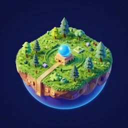 isometric half sphere island on neon background, isometric invironment, 3d art, isometric art, amazing detail, artstation, concept art, behance, ray tracing