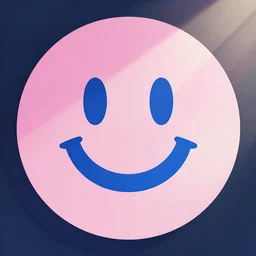 a pink and blue circle with a smiley face, vector art by shitao, featured on deviantart, digital art, irridescent, adafruit, flat shading