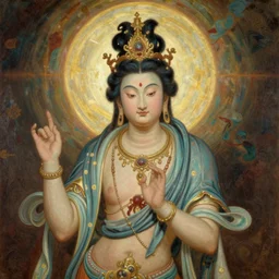 dunhuang, god, painting by gaston bussiere, j. c. leyendecker, yoji shinkawa
