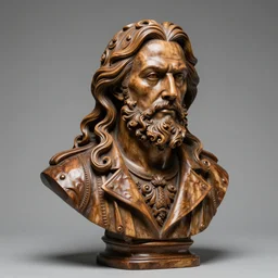 high intricate bust of rutger hauer carved from wood in baroque style, studio light, maria panfilova, andrea savchenko, mike kime, ludovic plouffe, qi sheng luo, oliver cook, trending on artstation