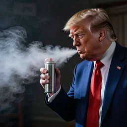 donald trump sniffing spray paint