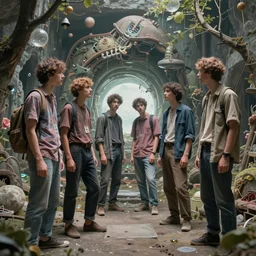 crazy creative pioneers exploring the boundaries of latent space. creating a synergistically relionship between man and diffusion transformers, 4 k, hyperdetailed surrealism style of dariusz zawadzki