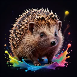 hedgehog splash art graphic design color splash high contrasting art, fantasy, highly detailed, art by greg rutkowski