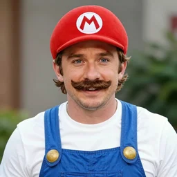 chris pratt, mario mustache, mario hat, 4 k
