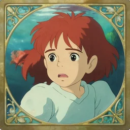 well - lit art nouveau portrait of a 1 3 - year old girl who resembles millie bobby brown with red hair looking worried under water, natural lighting, path traced, highly detailed, high quality, cartoon, digital painting, by don bluth and ross tran and studio ghibli