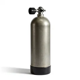 retro scuba tank, commercial catalog photo, isolated on a pure white background, centered, entire object in frame, sharp focus, soft studio lighting