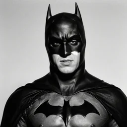 portrait of a fake drunk Batman by Diane Arbus, 50mm, black and white