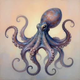 painting of hybrid octopus!!! and ( ( ( ( dragon ) ) ) ) fused together, intercrossed animal, by zdzislaw beksinski, by lewis jones, by mattias adolfsson, cold hue's, warm tone gradient background, concept art, digital painting