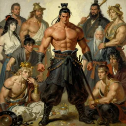 full character of a handsome strong ancient chinese sailor, character design, painting by gaston bussiere, katsuya terada, nc wyeth, greg rutkowski, craig mullins, vermeer, frank frazetta, mucha, tom of finland, trending on artstation, jeffery catherine jones