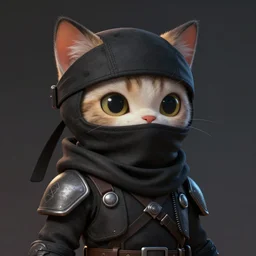 anthropomorphic Cat Ninja , , Ninja outfit, cute and adorable, pretty, beautiful, DnD character art portrait, matte fantasy painting, DeviantArt Artstation, by Jason Felix by Steve Argyle by Tyler Jacobson by Peter Mohrbacher, cinematic lighting