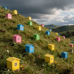 little boxes on the hillside little boxes made of ticky tacky little boxes on the hillside little boxes all the same there's a pink one and a green one and a blue one and a yellow one