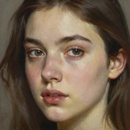 close up face of a extremely beautiful bond female vam pire portrait, masterpiece, oil on canvas, Pablo Gallo, artgerm, norman rockwell, craig mulins, trending on pxiv,