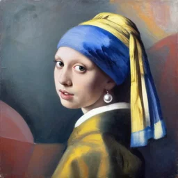 greg manchess portrait painting of the boy with the pearl earring with the face of emilia clarke, medium shot, asymmetrical, profile picture, organic painting, sunny day, matte painting, bold shapes, hard edges, street art, trending on artstation, by huang guangjian and gil elvgren and gerald brom