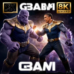 barrack obama fighting against thanos in space, hyperrealistic picture,, fantasy art, photo realistic, dynamic lighting, artstation, poster, volumetric lighting, very detailed, 8 k, award winning