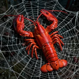 fishnet, beautiful lobster entwined in the intenet web | | artgerm, octane render, raytracing, 8 k, hd, realistic, junji ito, vibrant
