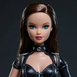 Film noir portrait of a beautiful female dollpunk with thin lustrous hair wearing a bodysuit, focus, detailed, realistic eyes, symmetric body features proportions, intricate details, award winning, by Tom Bagshaw