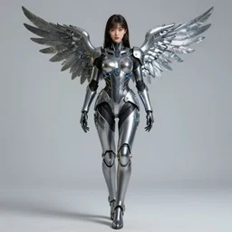 angel in well designed plastic armor, high tech, high fashion, pretty face, full body shot, well built, art by greg rutkowski