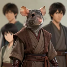 beautiful portrait of a female anthropomorphic rat fursona wearing jedi robes. leather gloves. character design by charlie bowater, ross tran, artgerm, and makoto shinkai, detailed, soft lighting, rendered in octane
