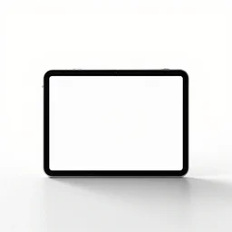 minimalist tablet computer, professional product shot, isolated on a pure white background, centered, entire object in frame, sharp focus, soft studio lighting