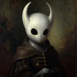 Portrait of Hollow knight, painting by Leonardo Da Vinci , oil painting