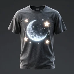 t-shirt with glowing stars and the moon, ultra realistic, octane render, 8k, realistic concept art, artstation —ar 16:9