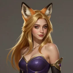 Elizabeth Olsen as Ahri League of Legends with fox fur ears, highly detailed, digital painting, artstation, concept art, smooth, sharp focus, illustration, ArtStation, art by artgerm and greg rutkowski and alphonse mucha and Edmund Blair Leighton and Charlie Bowater
