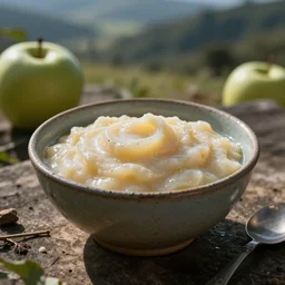 A windswept bowl of apple sauce