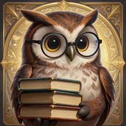 a super cute anthropomorphic owl in glasses from final fantasy, holding a stack of books, deep focus, league of legends, d & d, fantasy, intricate, elegant, highly detailed, digital painting, artstation, concept art, matte, sharp focus, illustration, hearthstone, art by artgerm and greg rutkowski and alphonse mucha