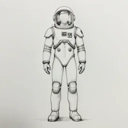 male, elongated figure, space suit, sketch, large shoulders, short torso, long thin legs, tiny feet, character sheet, very stylized, illustration, pen and ink, by mike mignola, by alex maleev