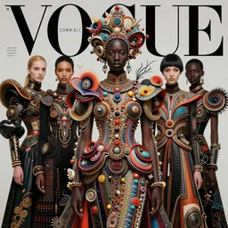 pretty african model with hallucination avant garde : : by martine johanna and simon stalenhag and chie yoshii and casey weldon and wlop : : ornate, dynamic, particulate, rich colors, intricate, elegant, highly detailed, centered, vogue, fashion magazine, smooth, sharp focus, octane render, 8 k