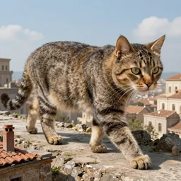 gigantic cat walking on ancient city, very detailed fine art, top of pinterest, trend of artistation, style of ilia kuvshinov