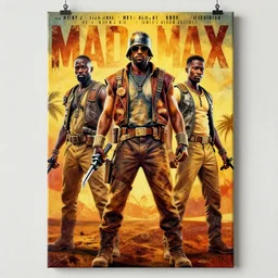 painted ghanaian movie poster for mad max by heavy j and farkira and stoger, painted on canvas
