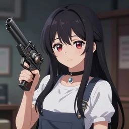 portrait of a cute beautiful girl holding a balisong, anime digital art, creepy