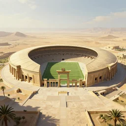 a football stadium in the style of ancient egypt architecture, art by greg rutkowski and artgerma, stunning concept art, exterior design
