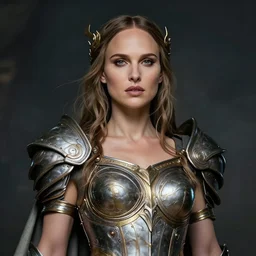 portrait of natalie portman as a war goddess. 4 k, highly detailed, extremely delicate armor, beautiful portrait, dramatic, mystical, league of legends style