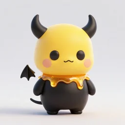 poket cute yellow and black devil dripping honey and glowing liquid amber, 3 d demon, unreal engine 5, octane render, detailed, cinematografic, cinema 4 d, nvidia ray tracing graphics, artstation, greg rutkowski style