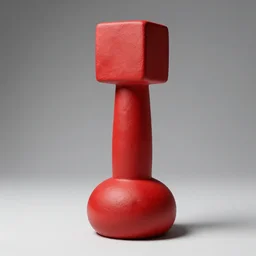 red squigle abstract art statue, strange pillar with a round fat bottom and squared top, asking : what is samegame?